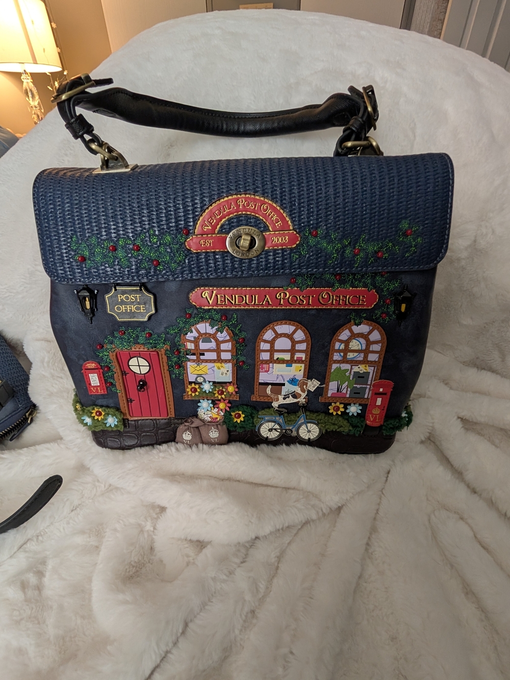 Vendula Post Office Navy and Black Top-Handle Bag with Matching Wallet & Keyring - Picture 2 of 14